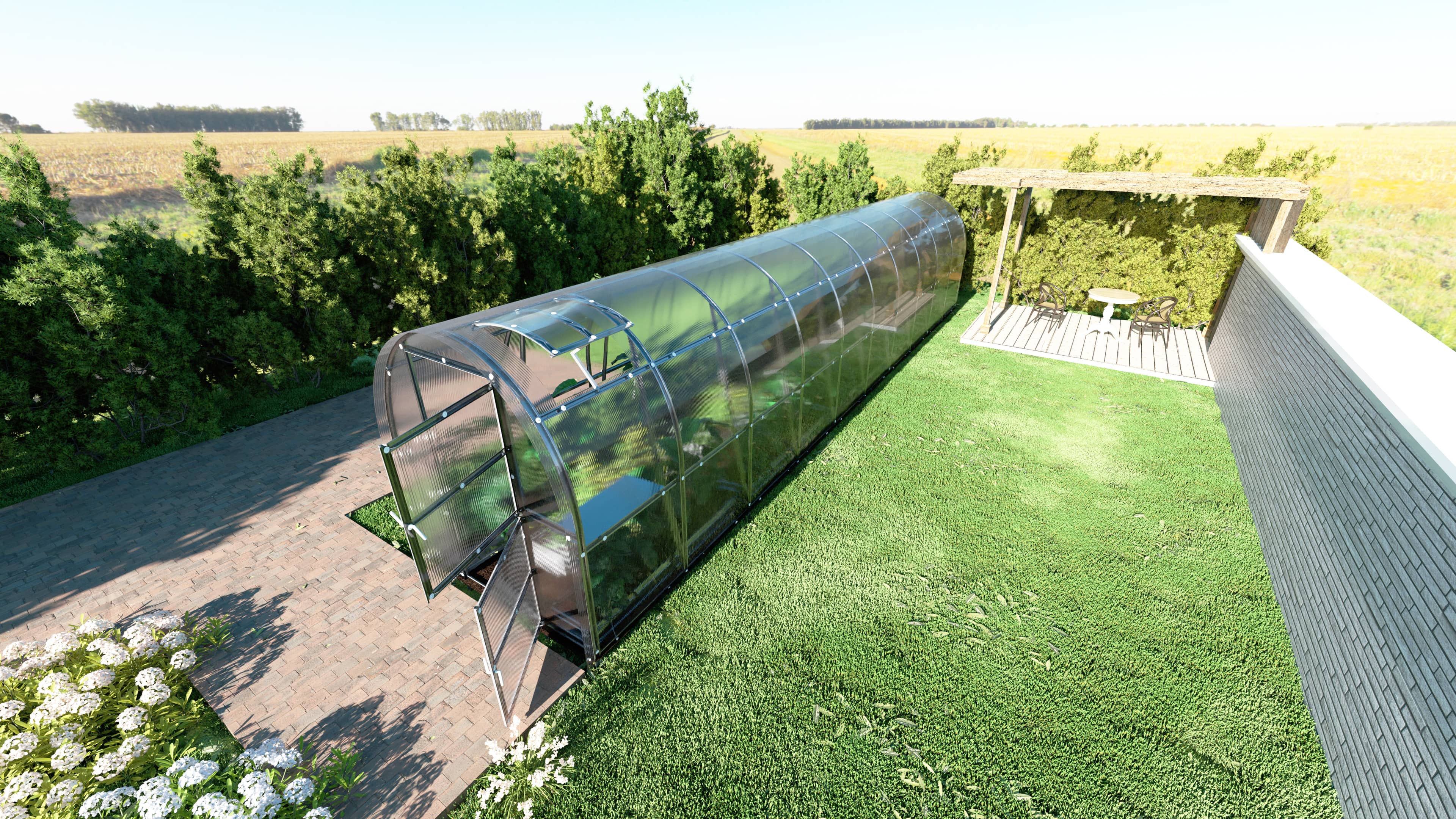 Serre da giardino robuste KLASIKA SLIM 2 x 10 m (20 m²) , 6 mm con rivestimento in policarbonato