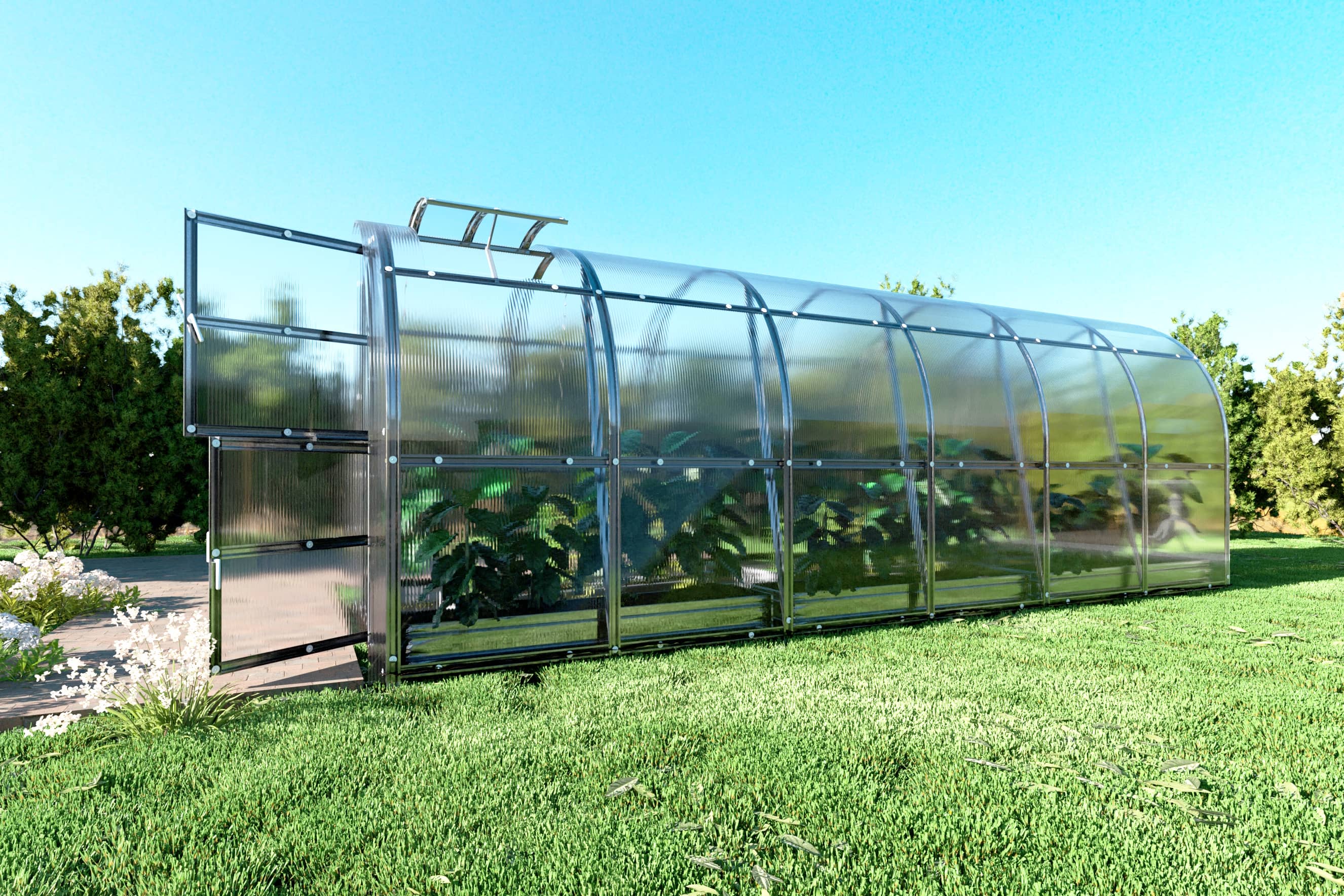 Serre da giardino robuste KLASIKA SLIM 2 x 6 m (12 m²) , 6 mm con rivestimento in policarbonato