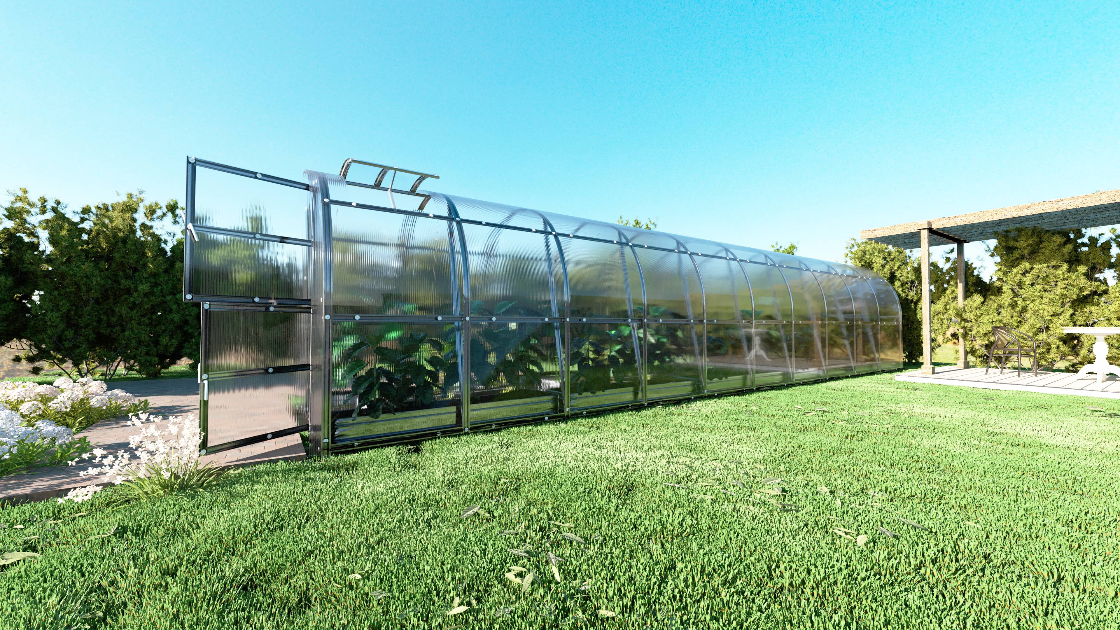 Serre da giardino robuste KLASIKA SLIM 2 x 12 m (24 m²) , 6 mm con rivestimento in policarbonato