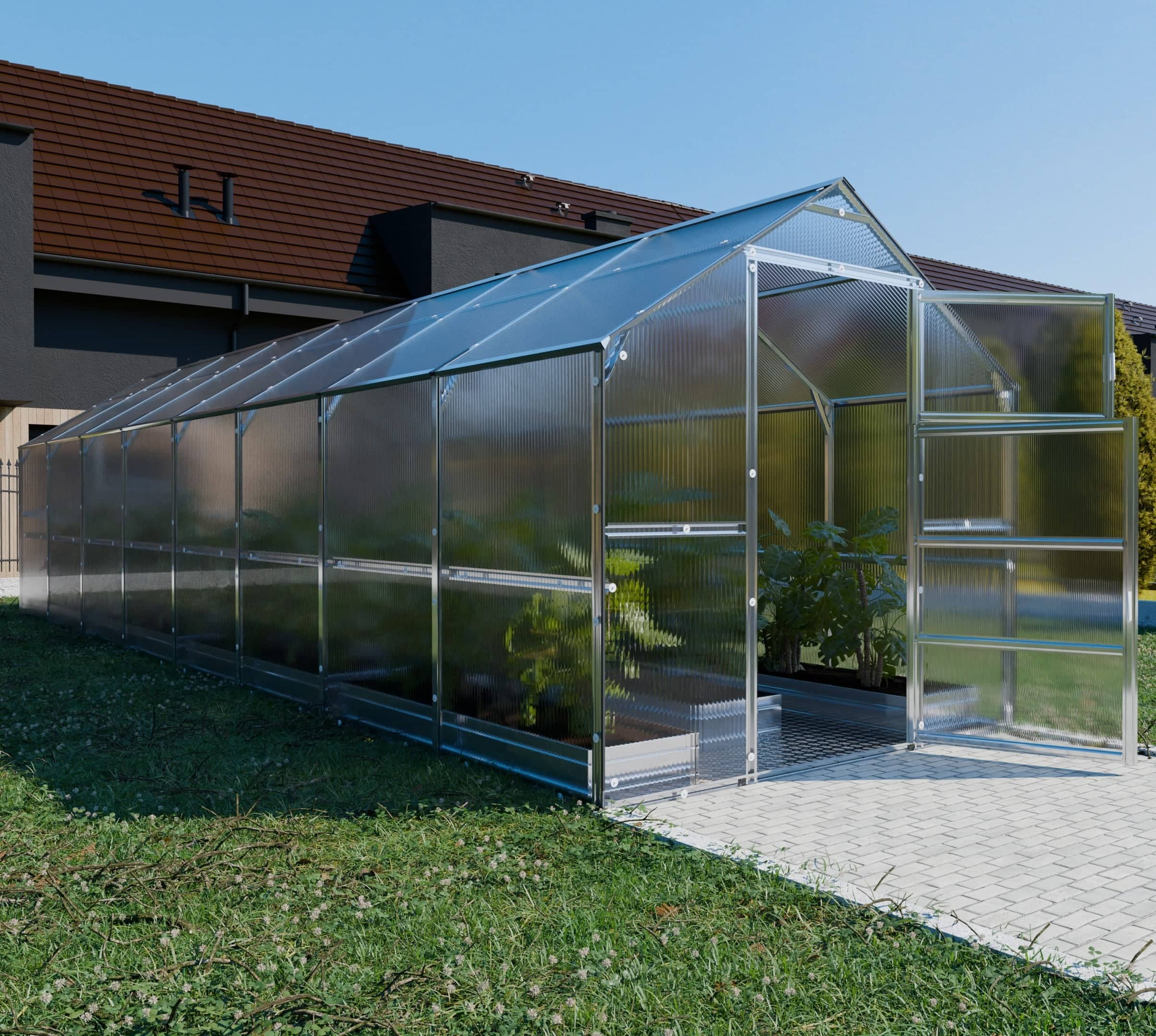 Serre da giardino robuste KLASIKA BERNARD 2,35 x 8 m (18,8 m²), 6 mm con rivestimento in policarbonato