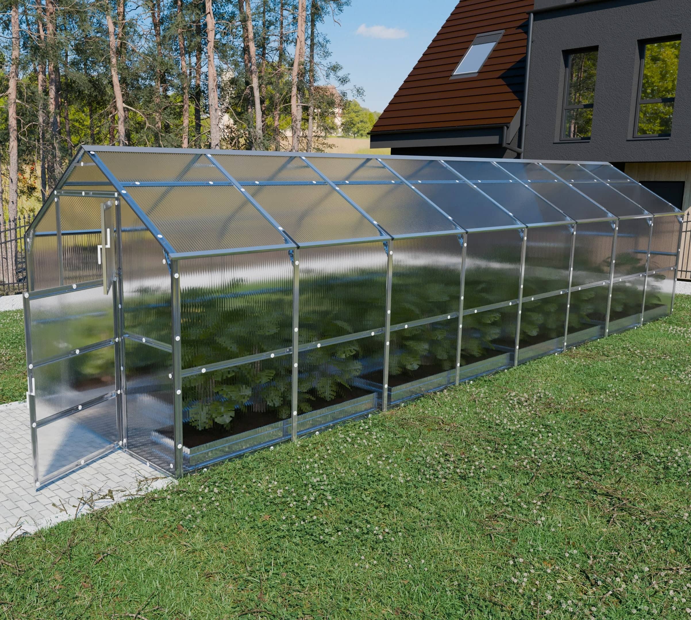 Serre da giardino robuste KLASIKA BERNARD 2,35 x 8 m (18,8 m²), 6 mm con rivestimento in policarbonato