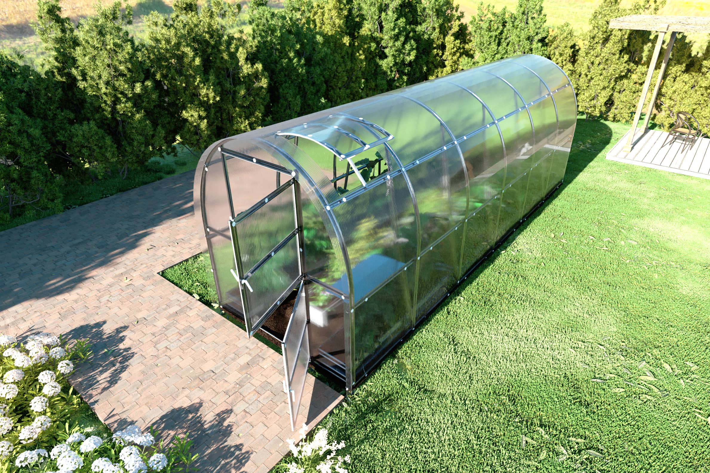 Serre da giardino robuste KLASIKA SLIM 2 x 6 m (12 m²) , 4 mm con rivestimento in policarbonato