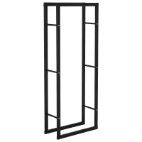 Porta Legna Verticale in Metallo Nero da Interni ed Esterni con Portata 100 kg max, 60x25x150 cm