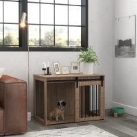 Casetta per Cani Grandi con Porta Scorrevole per Interno in Legno, 98x58x61cm, Marrone