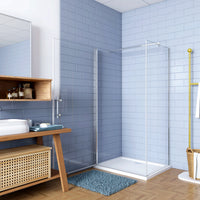 H.195cm Box Doccia Angolare Porta Battente con Lato Fisso 90x90cm Vetro Temperato 6mm Anticalcare Barra da 90 cm