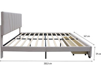 Letto Matrimoniale 140x190 Velluto Beige con Cassetto Habitat et Jardin