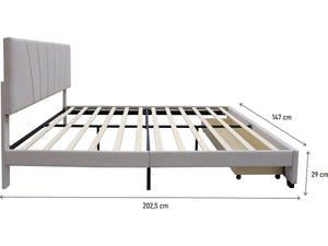 Letto Matrimoniale 140x190 Velluto Beige con Cassetto Habitat et Jardin