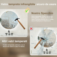 Specchio bagno tondo 70 cm con led. Dimmerabile + Touch Control + Bordo non sabbiato + IP44