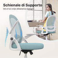 Sedia Ufficio con Supporto Lombare - RATTANTREE - Sedia Ufficio da Scrivania ergonomica Braccioli 90° Regolabile - Blu