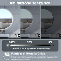 Specchio da bagno Rotondo con 80cm,Memoria, Antifog,Regorabile,Retroilluminato,doppio interruttore,