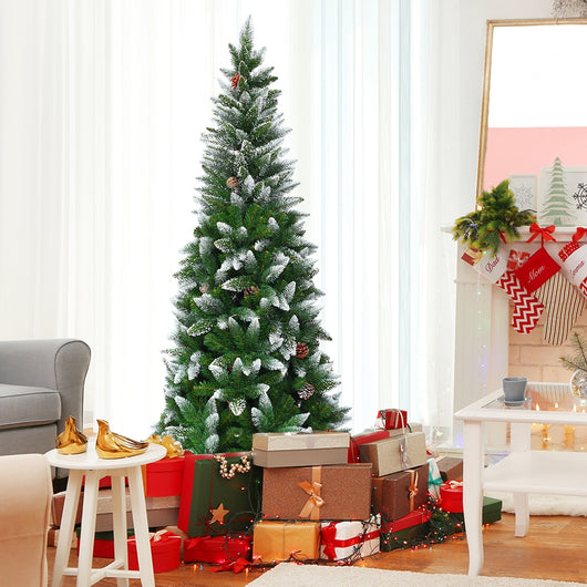 Albero di Natale 180 cm in PVC di alta qualit¨¤, Albero di Natale innevato con 630 rami-Alberi di Natale