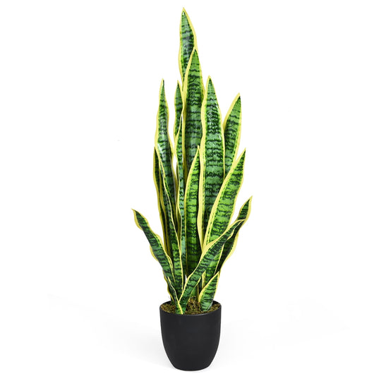 Pianta artificiale sansevieria finta da 90cm con serpente con vaso e 20 foglie, agave finta per casa giardino ufficio-Piante artificiali