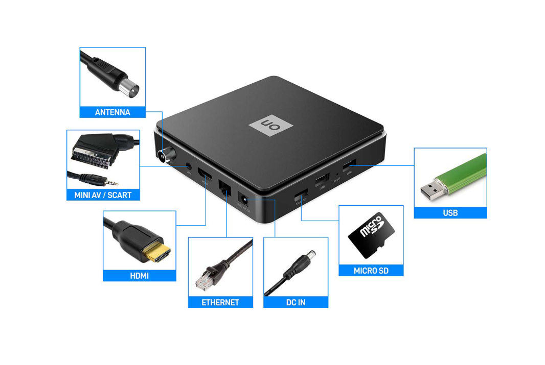 Telesystem Decoder Digitale Terrestre dvb-t2 Smart tv ON T2 HD 1080p Android 12 HEVC main 10 FHD 2 IN 1 Assistente Vocale Incorporato Tvbox android TV