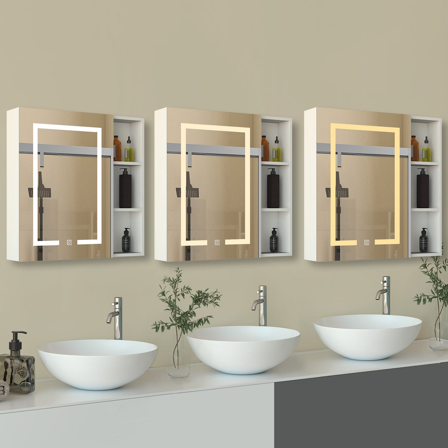 Mobiletto Specchiera Pensile da Bagno 50x70 cm, Bianco