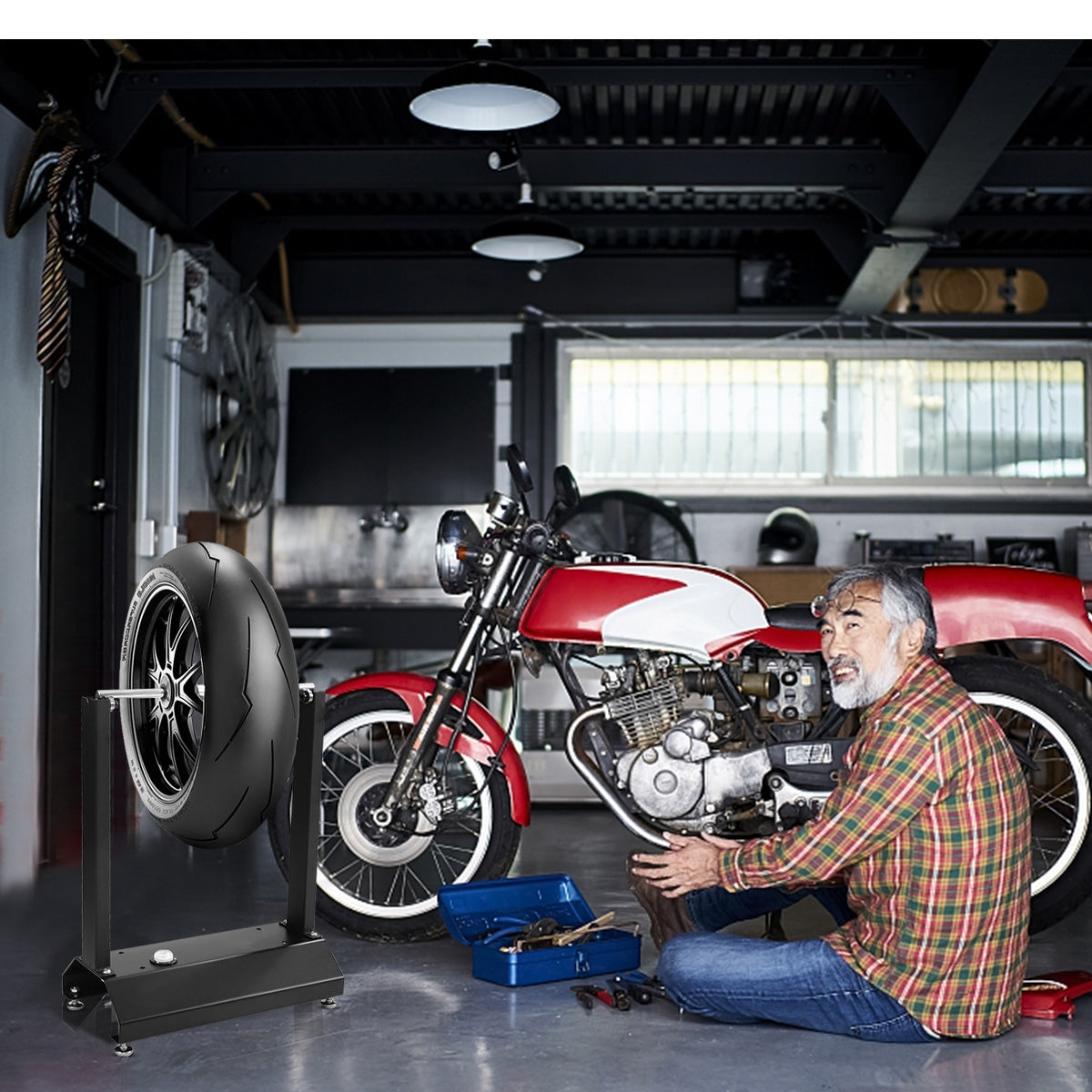 Equilibratrice portatile per bilanciare pneumatici di motocross-equilibratrice statica per ruote di bici e moto per casa e officina