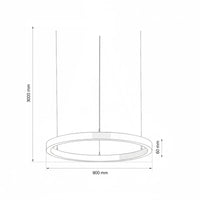 LAUTARO Lampadario LED 59W Pendente Lampada a Sospensione Circolare DALI Dimmerabile 90cm Luce Sala Ricevimento Ristorante Albergo GRIGIO 3000K