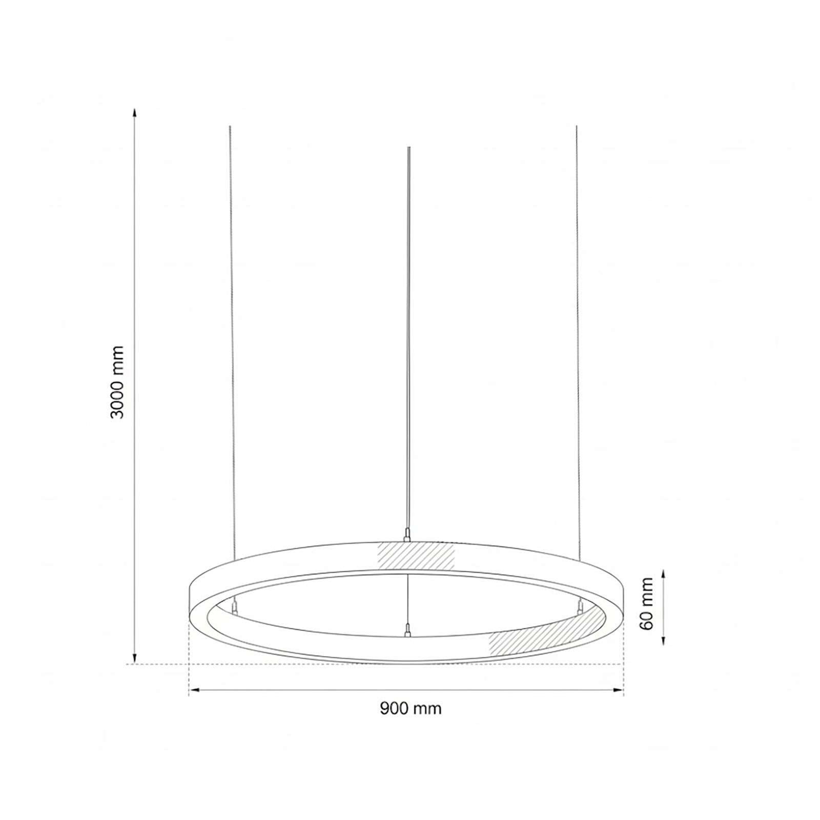LAUTARO Lampadario LED 59W Pendente Lampada a Sospensione Circolare DALI Dimmerabile 90cm Luce Sala Ricevimento Ristorante Albergo GRIGIO 4000K