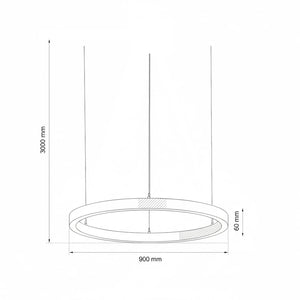 LAUTARO Lampadario LED 59W Pendente Lampada a Sospensione Circolare DALI Dimmerabile 90cm Luce Sala Ricevimento Ristorante Albergo GRIGIO 4000K