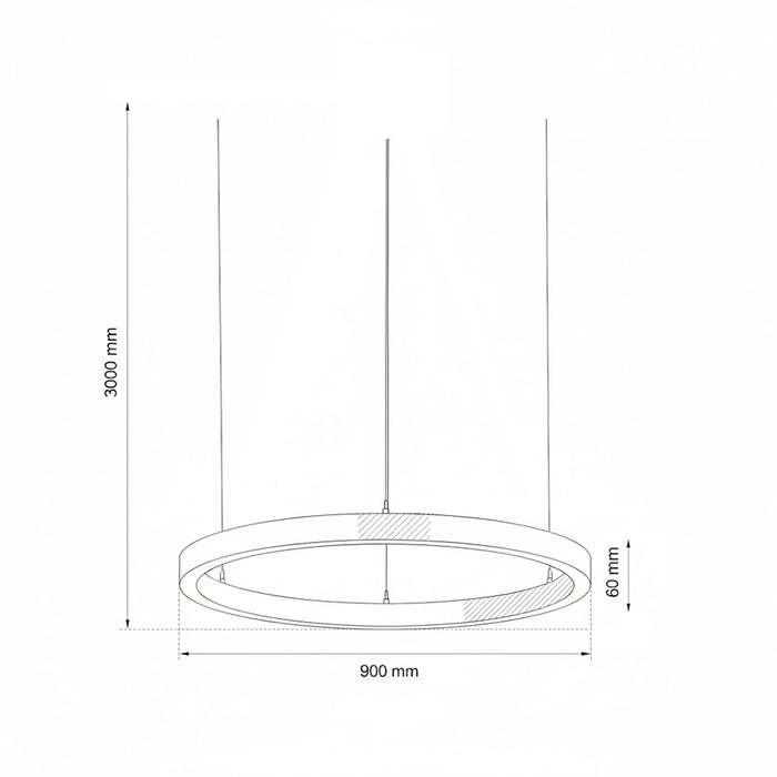 LAUTARO Lampadario LED 59W Pendente Lampada a Sospensione Circolare DALI Dimmerabile 90cm Luce Sala Ricevimento Ristorante Albergo GRIGIO 4000K