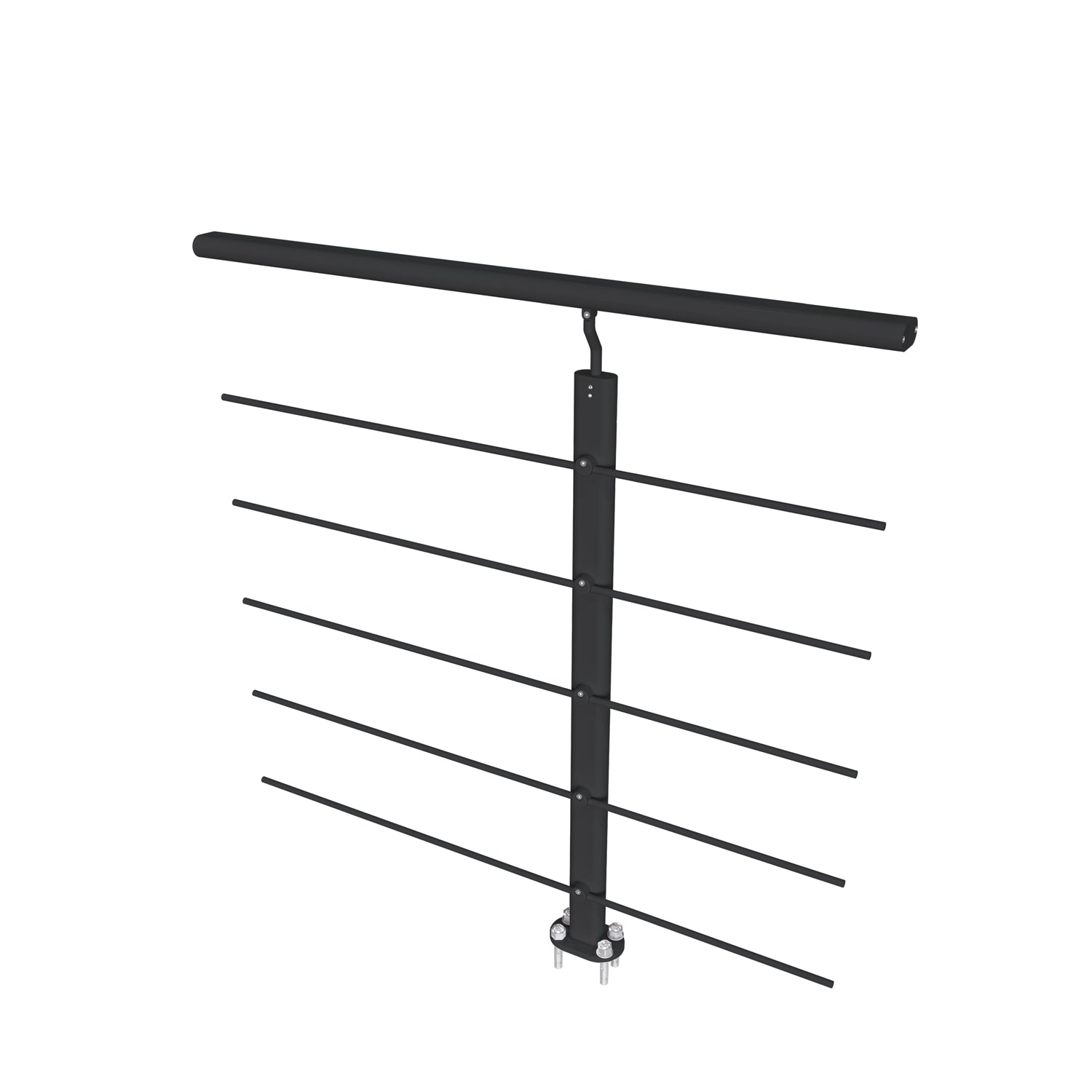 Ringhiera Parapetto in Alluminio Nero Opaco 100x100cm per interni ed esterni a Fissaggio a Pavimento