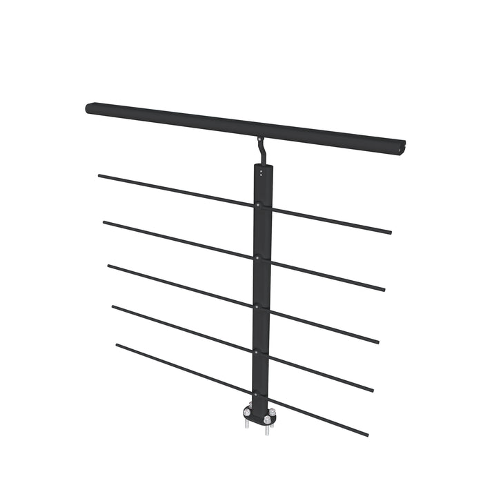 Ringhiera Parapetto in Alluminio Nero Opaco 100x100cm per interni ed esterni a Fissaggio a Pavimento