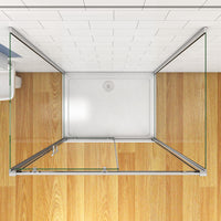 185 cm Box Doccia a Tre Lati Porta Scorrevole con Doppia Parete Fissa Vetro Temperato 5 mm Trasparente Telaio Cromato Lucido 76x120x76 cm