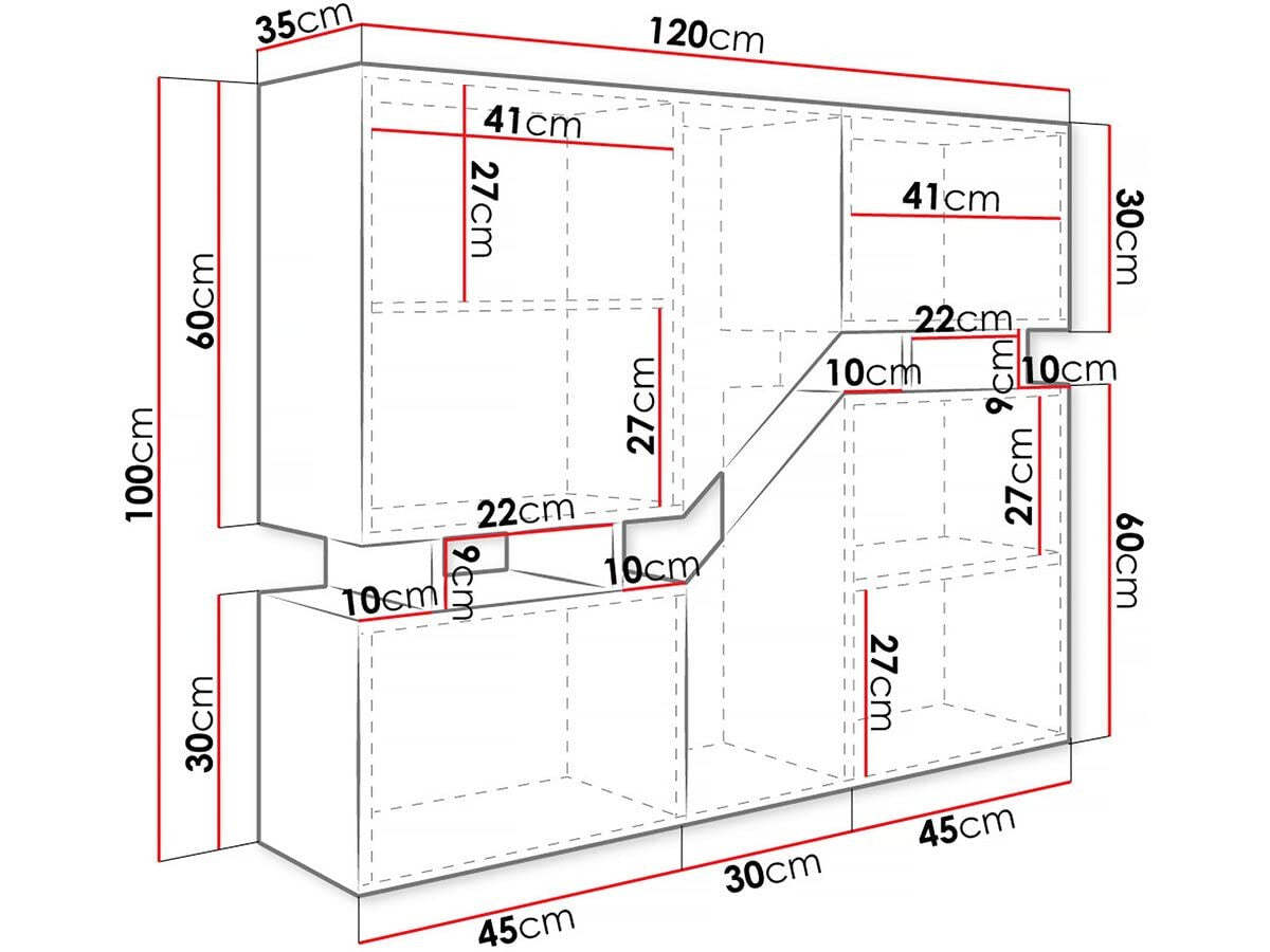 Credenza Alta Bianca Moderna 120 cm MDF Marrone Habitat et Jardin