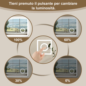 Aica 120x70cm Specchio da bagno Bluetooth antiappannamento, 3 colori dimmerabili, lente d'ingrandimento 3X