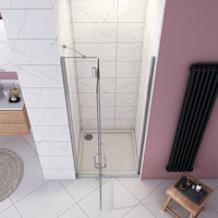 100x190 cm Porta Doccia Per Nicchia Apertura Battente in Vetro 8 mm Temperato Trasparente Anticalcare e Maniglione Porta Asciugamani Barra Stabilizzatrice