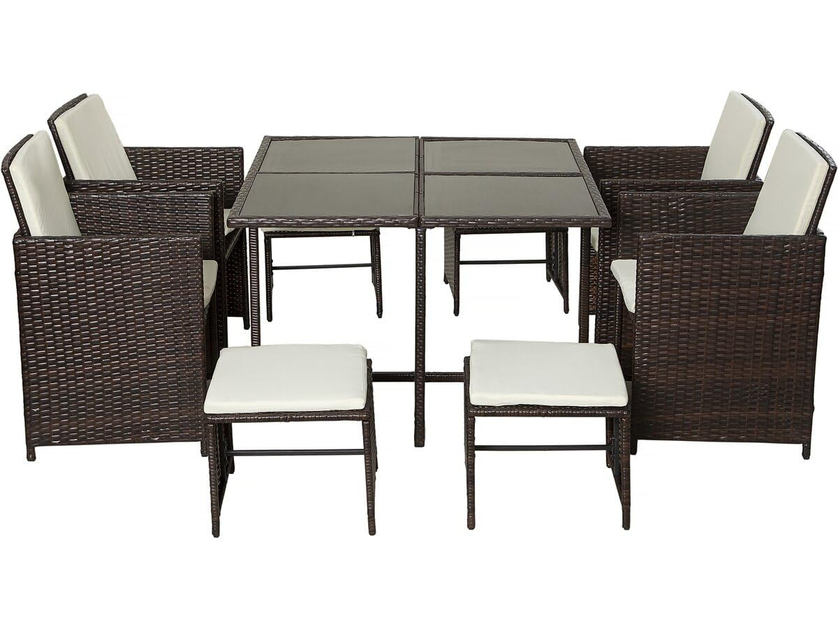 Habitat et Jardin Set da Giardino Resina Intrecciata Marrone 6 Posti Tavolo e Sedie