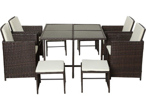 Habitat et Jardin Set da Giardino Resina Intrecciata Marrone 6 Posti Tavolo e Sedie