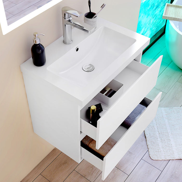 Mobile per bagno sospeso con lavabo da incasso 60 cm bianco