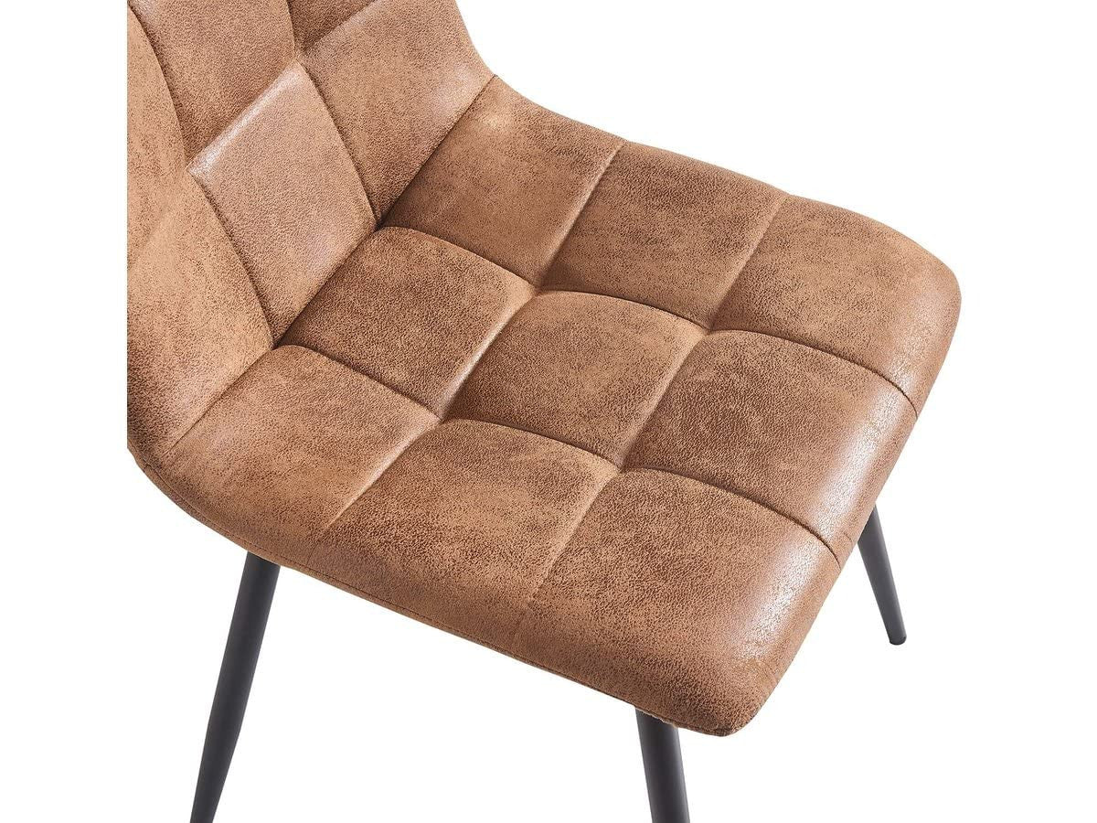 Set 2 Sedie Vintage in Tessuto Marrone per Sala da Pranzo Habitat et Jardin