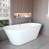 Vasca da Bagno a Isola Freestanding in Acrilico da 170x80x58 cm, Colore Bianco, Forma Ovale