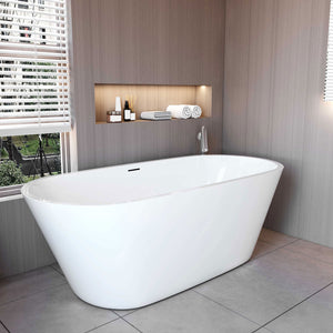 Vasca da Bagno a Isola Freestanding in Acrilico da 170x80x58 cm, Colore Bianco, Forma Ovale