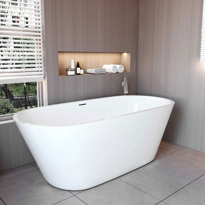 Vasca da Bagno a Isola Freestanding in Acrilico da 170x80x58 cm, Colore Bianco, Forma Ovale