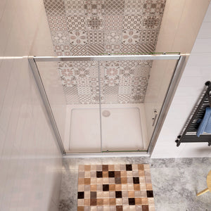 120x185 cm Porta Doccia Per Nicchia Anta Scorrevole Ingresso Laterale In Vetro 5mm Temperato Trasparente