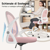 Sedia ufficio altezza alta - Mesh Drafting Chair - Altezza e Poggiapiedi Regolabili - braccioli regolabili - Capacità di Carico 120 kg - Rosa
