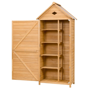 Armadio da esterno per attrezzi in legno, Casetta da giardino 80x45x177cm-Casette da giardino