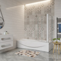 130x140cm Parete Doccia Sopravasca Angolare 3 Ante Pieghevoli con Parete Laterale 70 cm Vetro Temperato 6mm Trasparente Anticalcare Cromato Lucido