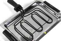 Melchioni Family | Griglia Elettrica Singola e Doppia Apribile, SPIEDINA, 1600W, Nero/Acciaio, Griglia in Acciaio Inox per Alimenti, con Dispositivo di Sicurezza, Dimensioni 24x36cm