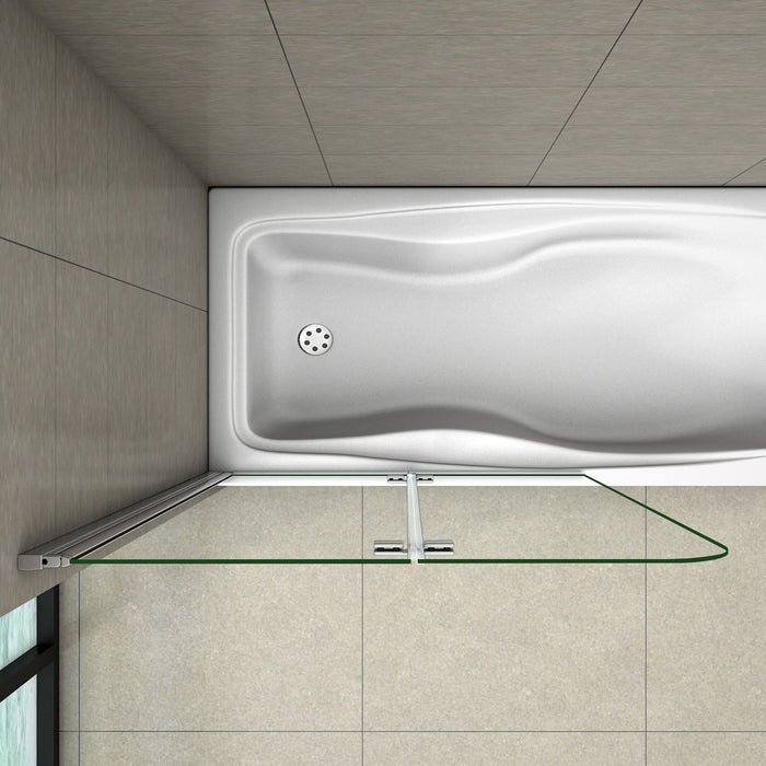 Parete Da Vasca Bagno Sopravasca Due Ante Movibili Pieghevoli Vetro 6 mm Temperato Anticalcare 120x140 cm