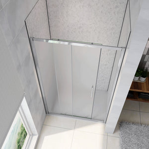 110x185 cm Porta Doccia Per Nicchia Anta Scorrevole Ingresso Laterale In Vetro Temperato 5mm Satinato Opaco