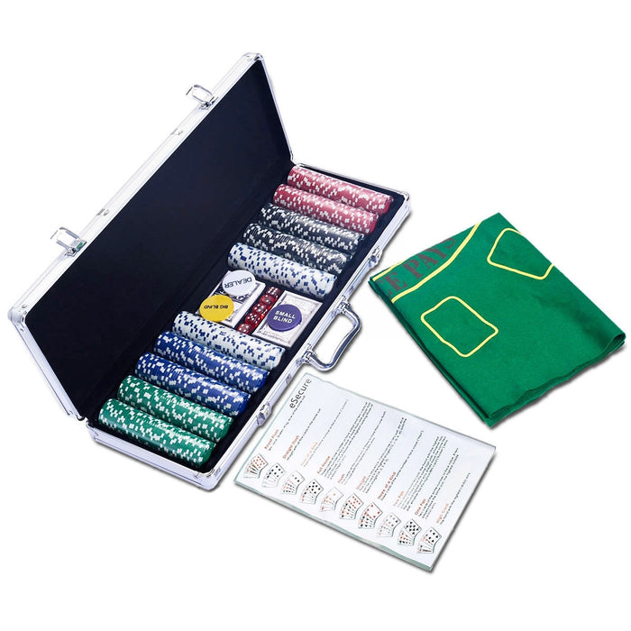 Set da poker con 500 fiches valigetta da poker per 2-4 giocatori con serratura in alluminio giochi di carte dadi 20_0007490