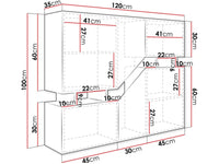 Credenza Alta 120x35x100cm Grigio e Marrone Moderno Push-to-Open Habitat et Jardin