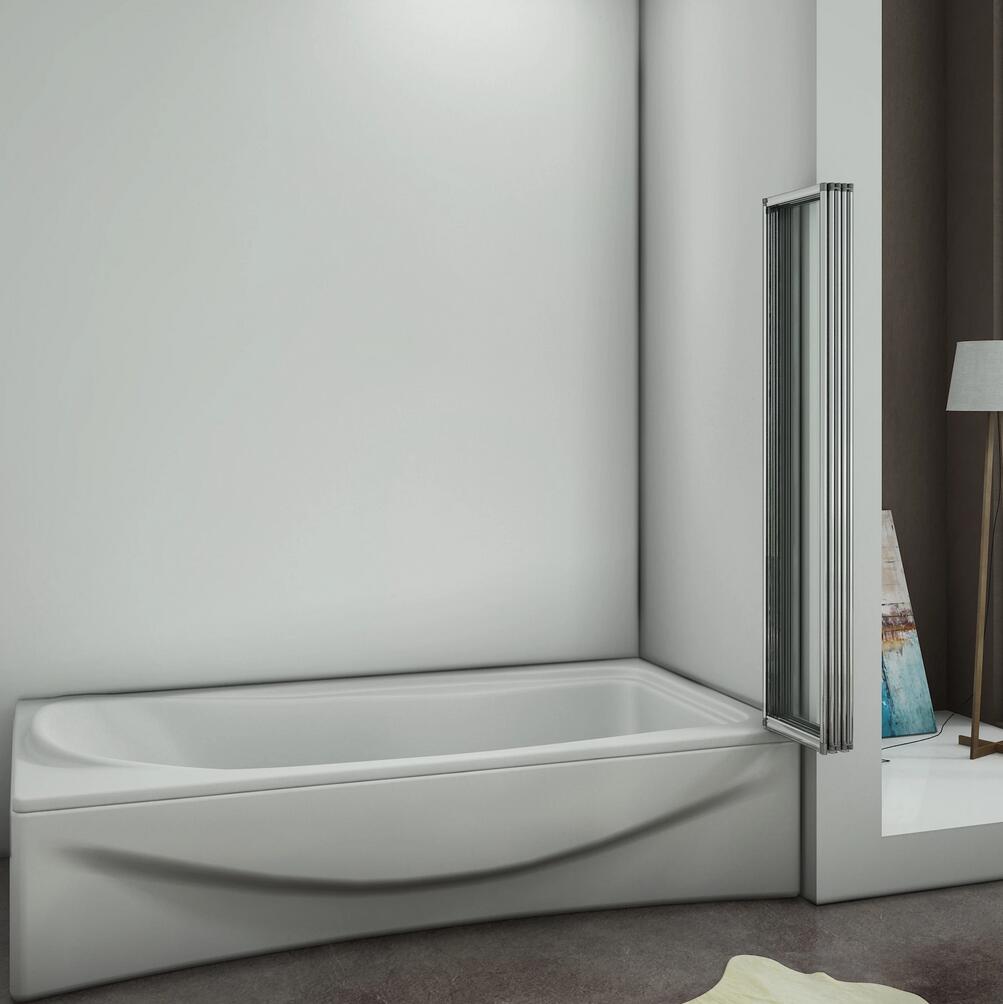 120x140 cm Sopravasca Parete Per Vasca Pieghevole a Libro 5 Antine Vetro Temperato Trasparente 4 mm Telaio Con Processo Di Elettroforesi