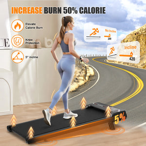 Tapis roulant con inclinazione - Tapis Roulant Salvaspazio 1-8KM/H - Walking Pad con 5 Ammortizzazione e Motore Silenzioso da 2,5 CV - Carico Massimo 120KG, Noir