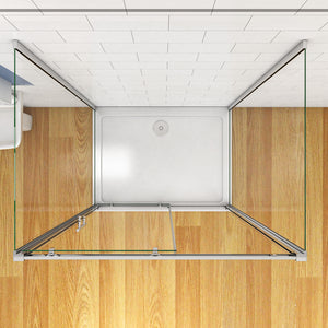 185 cm Box Doccia a Tre Lati Porta Scorrevole con Doppia Parete Fissa Vetro Temperato 5 mm Trasparente Telaio Cromato Lucido 90x160x90 cm