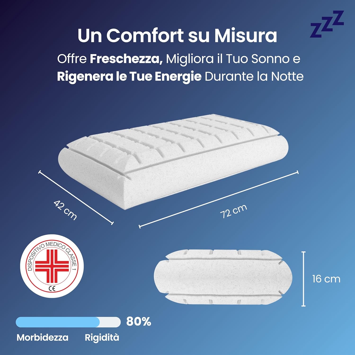 Coppia | Cuscino per recupero muscolare a taglio laser in grafite - Lunar - 72x42x16cm