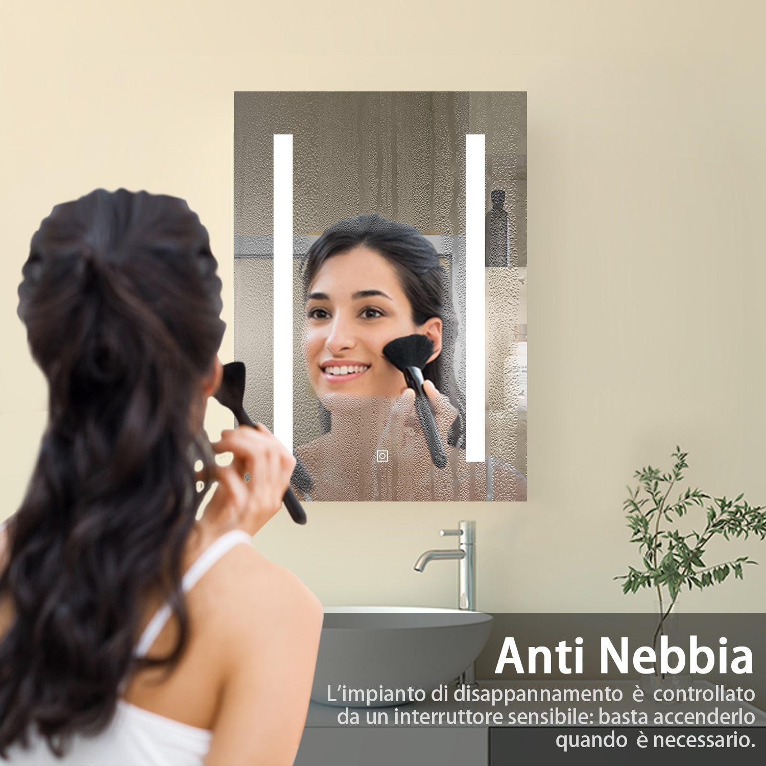 Mobiletto Specchiera Pensile da Bagno 50x70 cm, Bianco